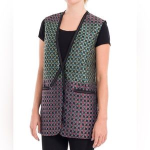 🆕 Leon Max Yellow Red Color Block Geometric Vest Size XS